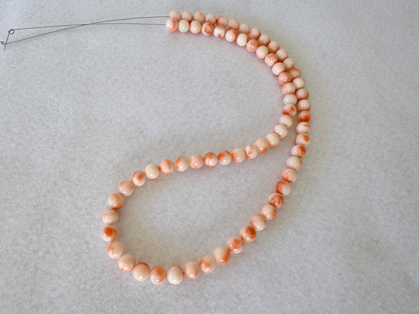 Natural Deep Sea Coral 6.6-6.9mm Round Beads Strand, Genuine Natural Pink/Orange/White Color Coral, 44.5cm, 17.5", For Jewelry making