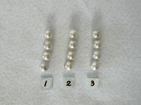 Japanese Blue/Silver (Natural color) Akoya Pearl Beads, 7.5-8mm, Mini Strand, 4 Pieces, Short Strand, Salt water pearl, Genuine Akoya Pearl