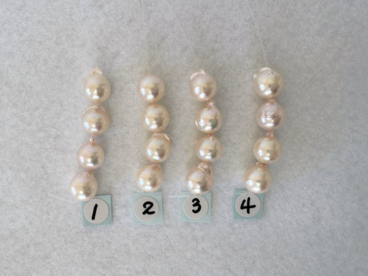 4 Pieces of 8.5-9mm Japanese Akoya Pearl Baroque Beads, Short Strand of Genuine Akoya Pearl, Cultured in Sea Water