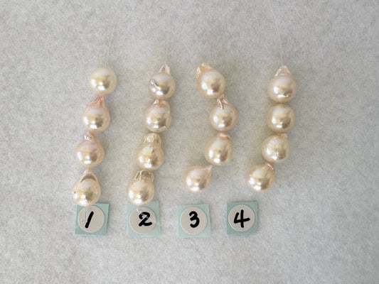 4 Pieces of 8-8.5mm Japanese Akoya Pearl Baroque Beads, Short Strand of Genuine Akoya Pearl, Cultured in Sea Water