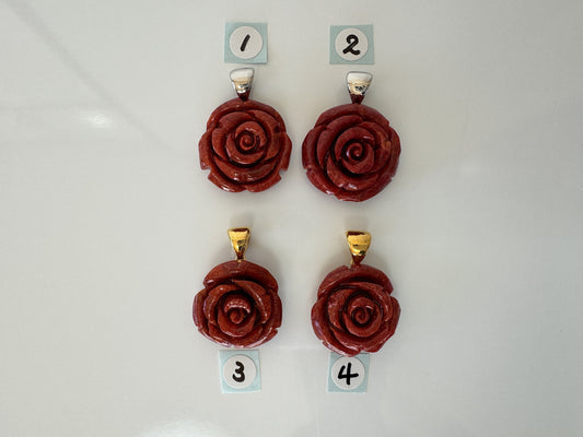 Natural sponge coral  rose pendant 20mm, coral rose pendant, price per piece
