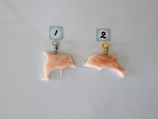 Natural Deep Sea Coral Dolphin Carvings,Pendant, Natural Pink/Orange Coral  Dolphin, Natural Color Precious Coral, Price per Piece