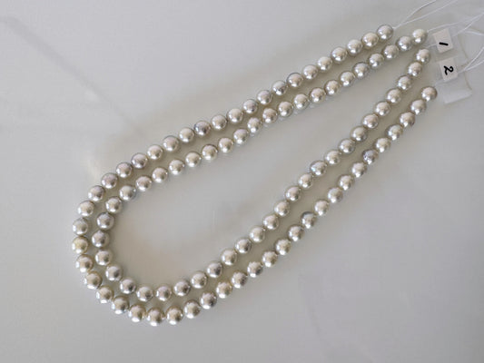 8-8.5mm Japanese Akoya Pearl Beads, Natural Blue/Silver color pearl, Genuine Natural Akoya Pearl, Full Strand 40cm , 15.7", Salt water pearl