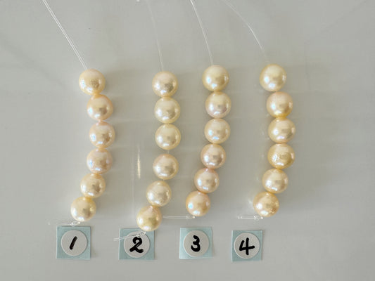 Japanese Yellow Akoya Pearl Beads, 7.5-8mm, Mini Strand, Short Strand, 6 Pieces, Genuine Akoya Pearl, Cultured in Sea Water