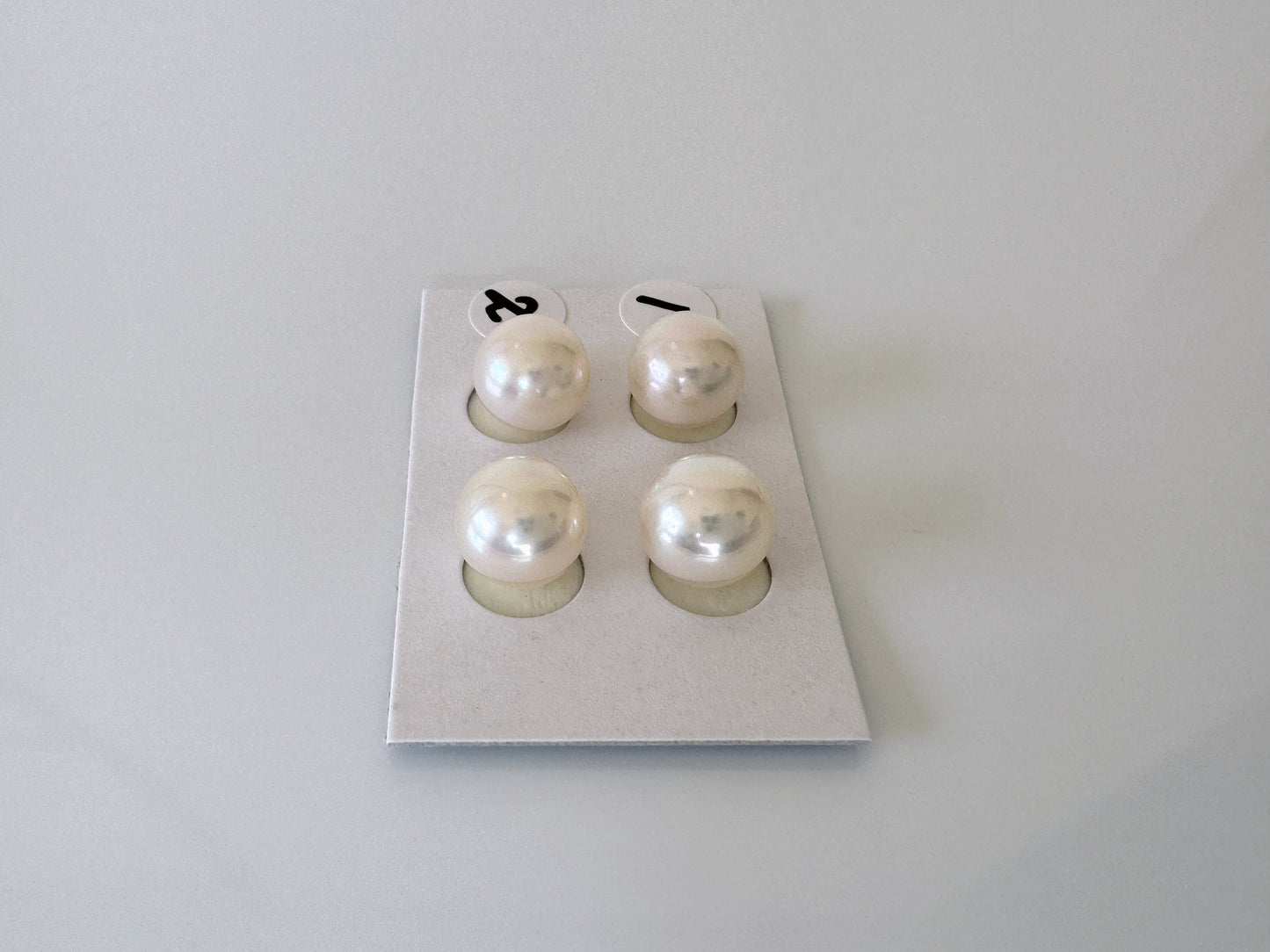 Japanese White Akoya Cultured Pearl 8.5-9mm, Genuine Akoya Pearl, Half-Drilled Round loose, Price per Pair, Salt water pearl