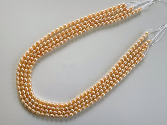 6x5mm Fresh Water Pearl Rice shape Beads Strands, Full Strand, 40.5-41cm, Approx. 16", Price per Strand