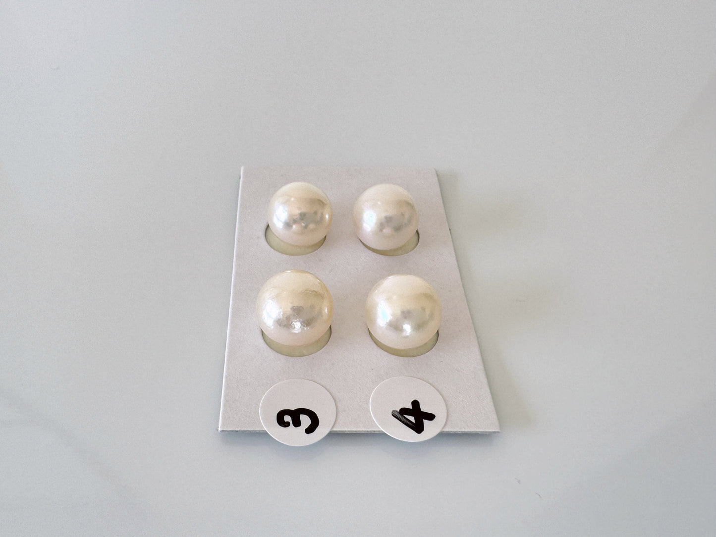 Japanese White Akoya Cultured Pearl 8.5-9mm, Genuine Akoya Pearl, Half-Drilled Round loose, Price per Pair, Salt water pearl