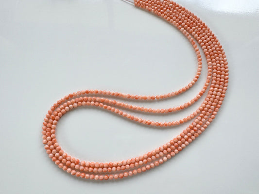 Natural Deep Sea Coral 2.9-4mm Round Gradation Beads Strand, Genuine Natural Pink / Orange Color, 61cm, 24", For Jewelry Making