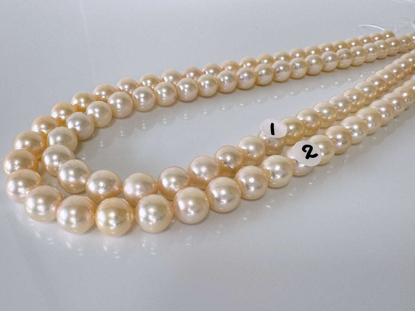 8.5-9mm Japanese Yellow Akoya Pearl Beads, Genuine Akoya Pearl, Full Strand, 40cm , 15.7", Salt water pearl