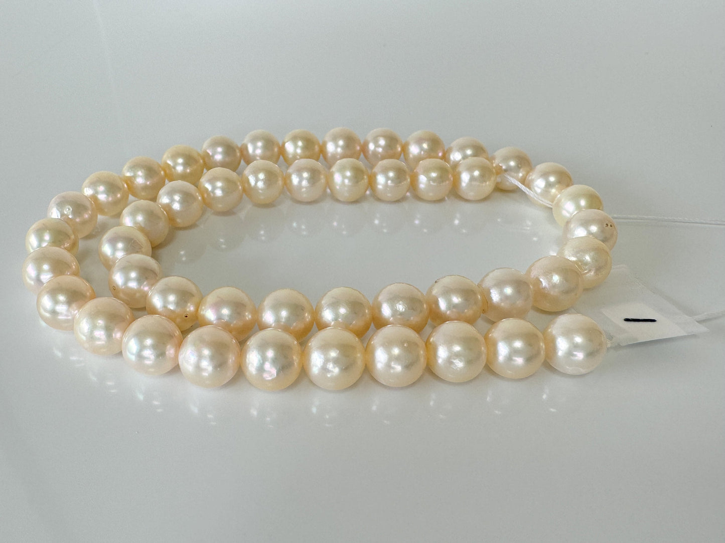 8.5-9mm Japanese Yellow Akoya Pearl Beads, Genuine Akoya Pearl, Full Strand, 40cm , 15.7", Salt water pearl