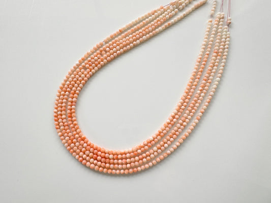 Natural Deep Sea Coral 3.5-3.9mm Round Beads Strand, Genuine Natural White / Pink / Orange Color, 40.5cm, 16", For Jewelry Making