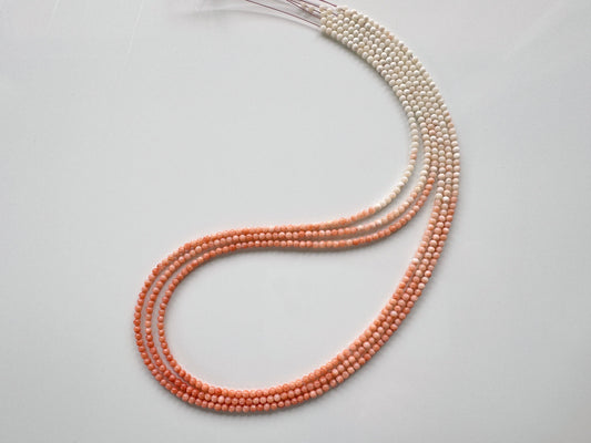 Natural Deep Sea Coral 2.8-2.9mm Round Beads Strand, Genuine Natural White / Pink / Orange Color, 49.5cm, 19.5", For Jewelry Making