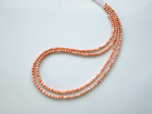 Natural Deep Sea Coral 3-4.7mm Round Gradation Beads Strand, Genuine Natural Pink / Orange Color, 45cm, 17.7", For Jewelry Making
