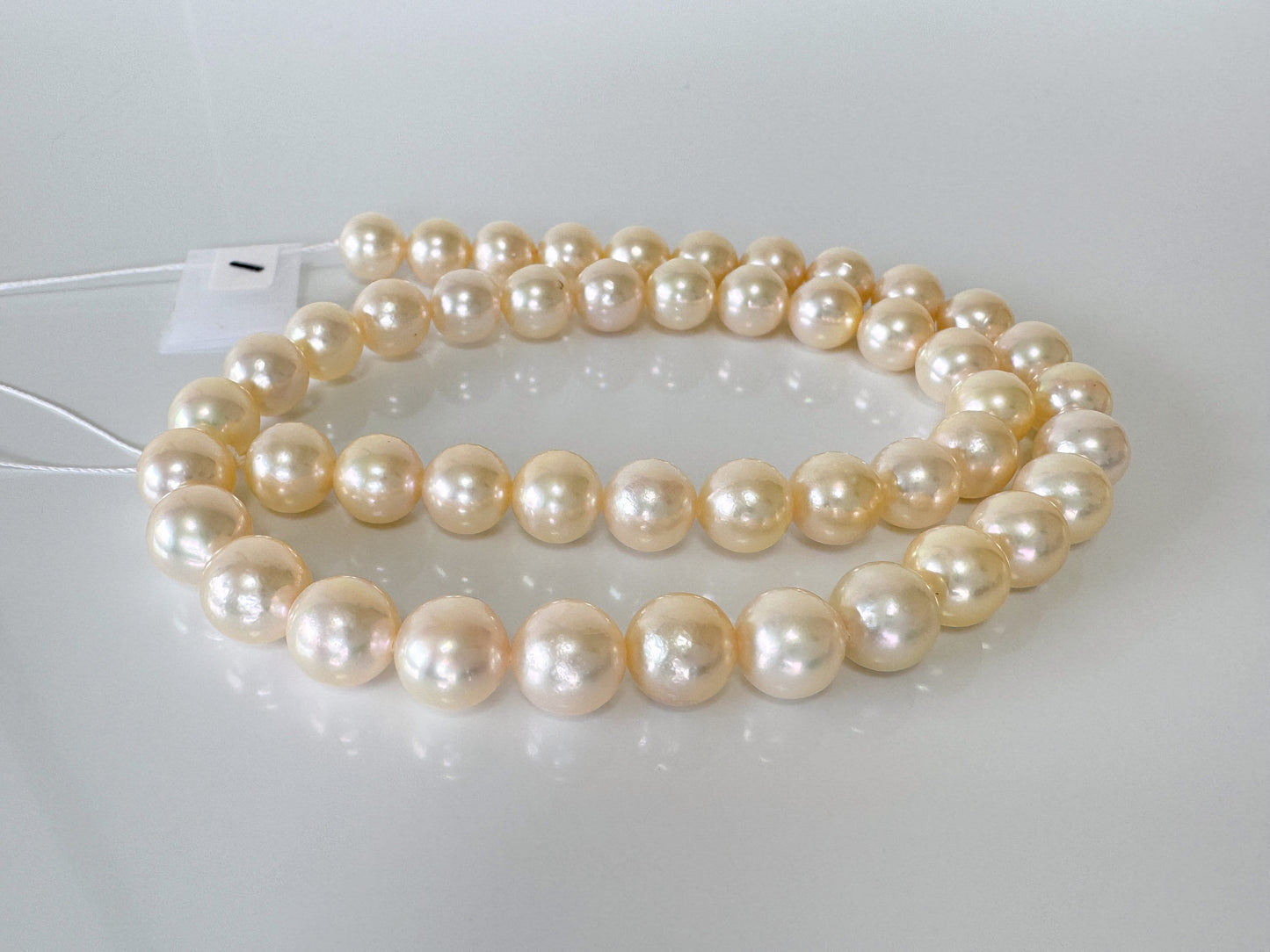 8.5-9mm Japanese Yellow Akoya Pearl Beads, Genuine Akoya Pearl, Full Strand, 40cm , 15.7", Salt water pearl