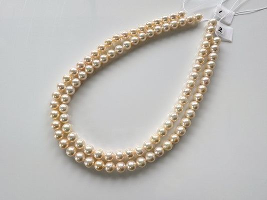 8.5-9mm Japanese Yellow Akoya Pearl Beads, Genuine Akoya Pearl, Full Strand, 40cm , 16", Salt water pearl