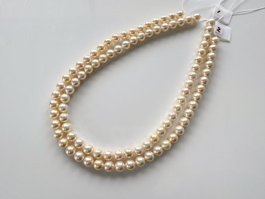 8.5-9mm Japanese Yellow Akoya Pearl Beads, Genuine Akoya Pearl, Full Strand, 40cm , 15.7", Salt water pearl